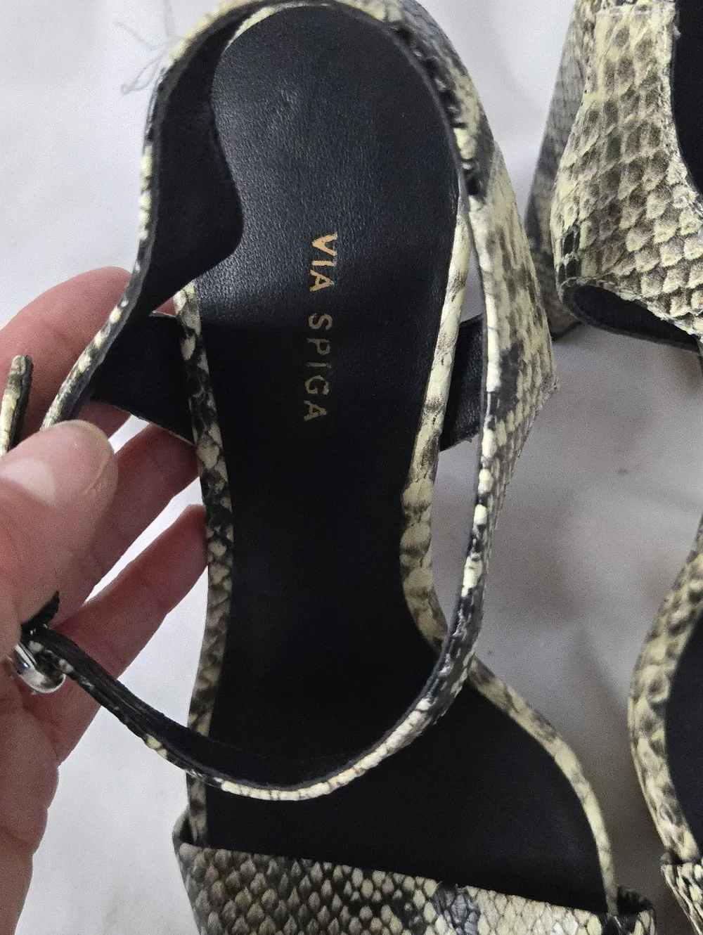 Via Spiga Saville Snake-Print Platform Block Heel Sandal Women's 8